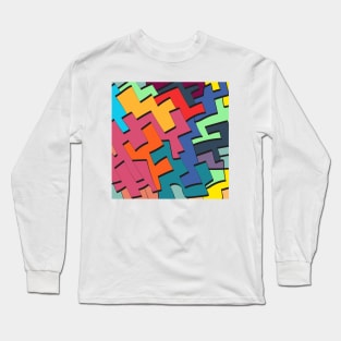 Vibrant Graffiti Pop Art Geometric Urban Pattern Long Sleeve T-Shirt